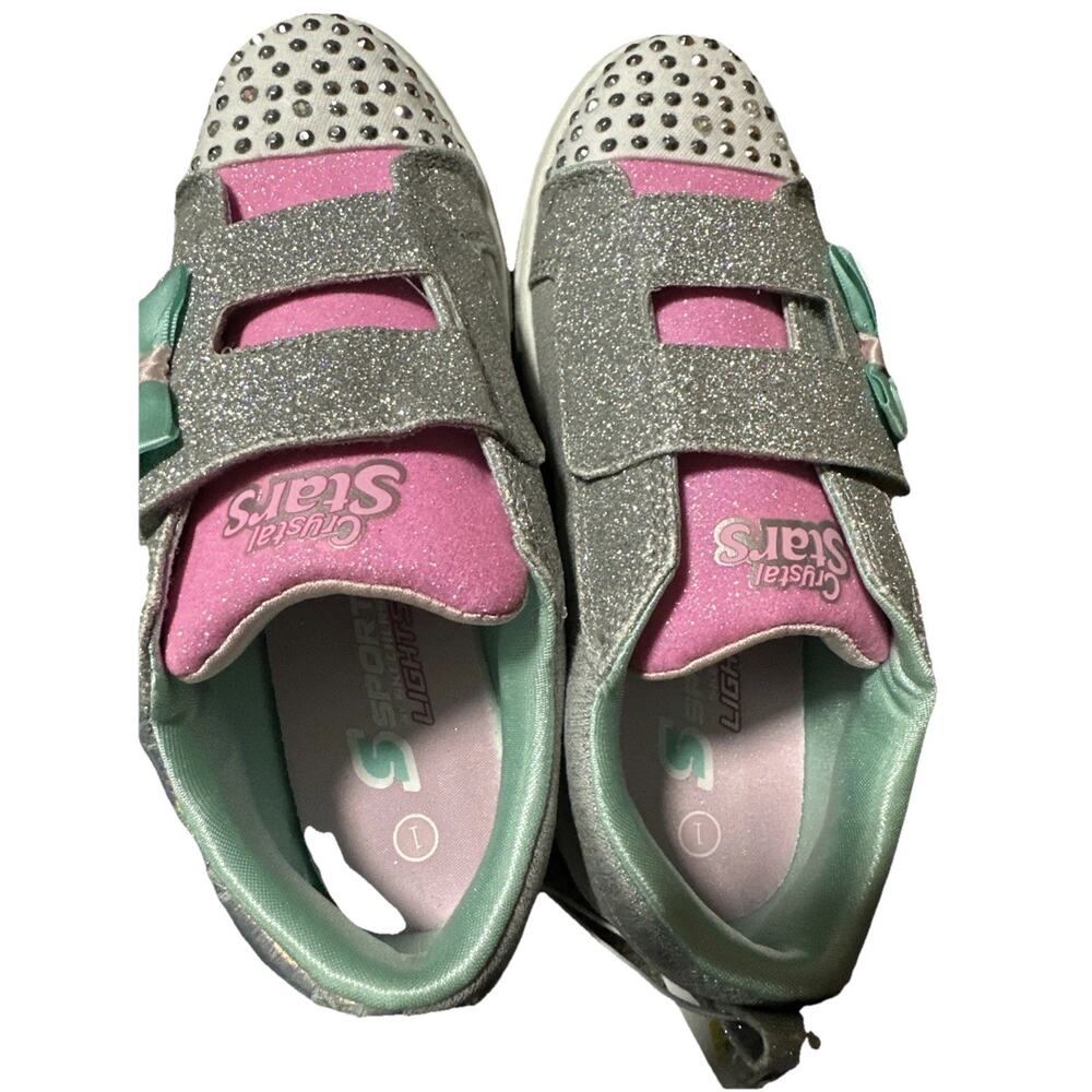 S Sport by Skechers Toddler Girls Crystal Stars Sneakers Lights Sparkles Size 1